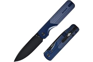 OKNIFE Duron Folding Pocket Knife, 3.5" PVD Coated Nitro-V Steel Blade, Frame Lock Lightweight O-Aluminum Ambidextrous Handle with Clip, Ideal EDC Tool for Outdoor, Camping & Survival (Navy Blue)