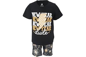 UNIQUE BABY Boys 2pc Shorts Set Outfit Short Sleeve Shirt with Graphic Applique Print and Shorts