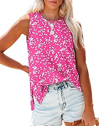 Hot Pink Tank Tops for Women Casual Summer Side