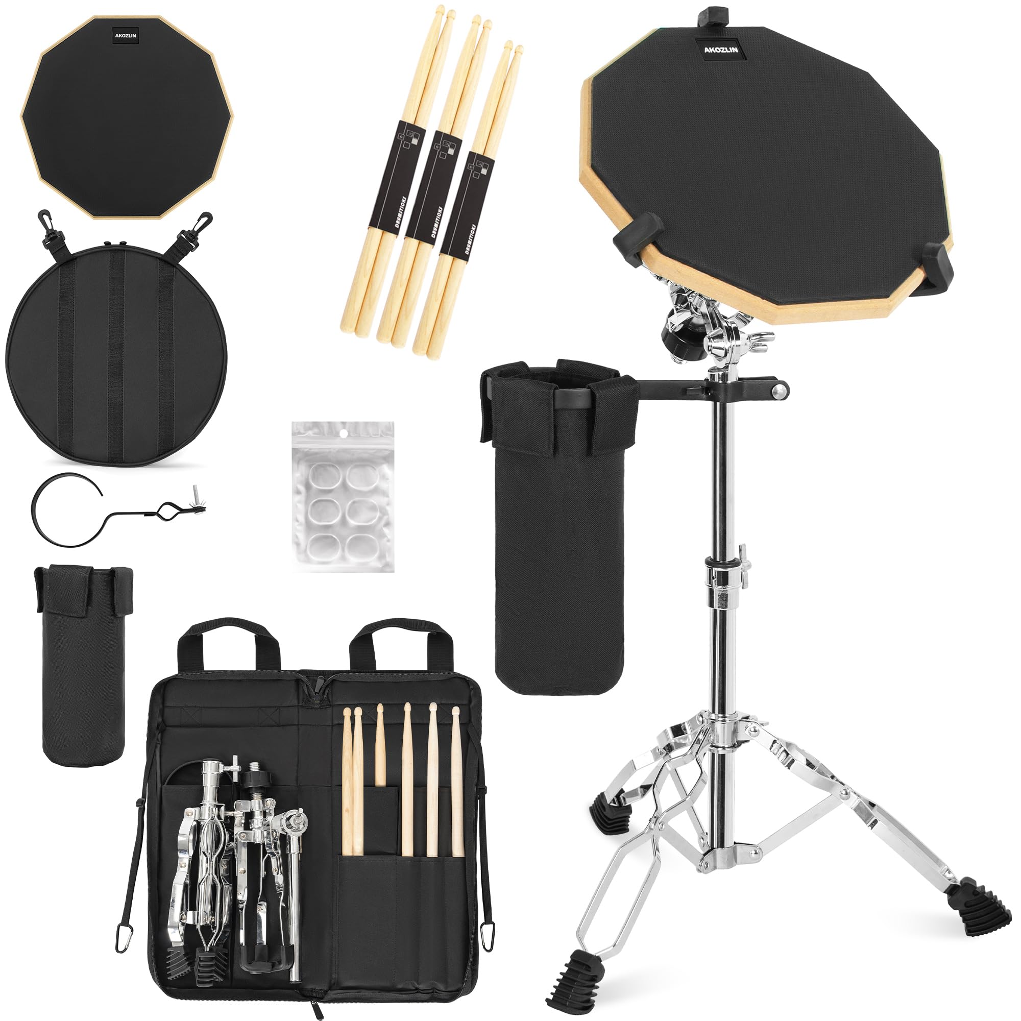 AKOZLIN Drum Pad Stand Set with 12'' Double Sided