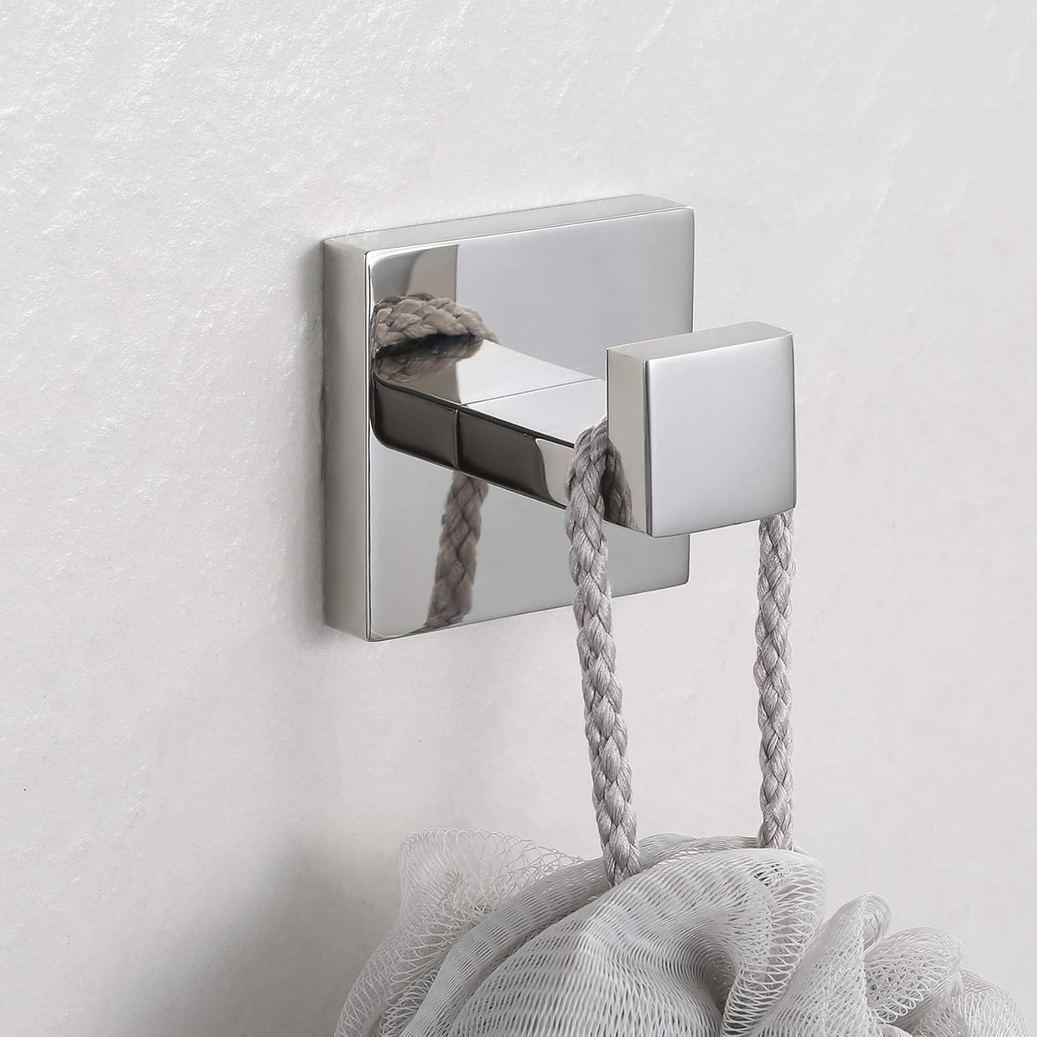 Bathroom Hooks, YGIVO Towel Robe/Coat Clothes Hook Chrome Polished SUS304 Stainless Steel Square Hanger Wall Hooks Heavy Duty for Bath Kitchen Bedroom Garage Hotel Wall Mounted 2 Pack - - 