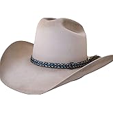 Caleb Western Horsehair Hat Band for Cowboy Hats – Adjustable Braided Hat Accessory – Handmade with Genuine Horsehair – Brown and Blue