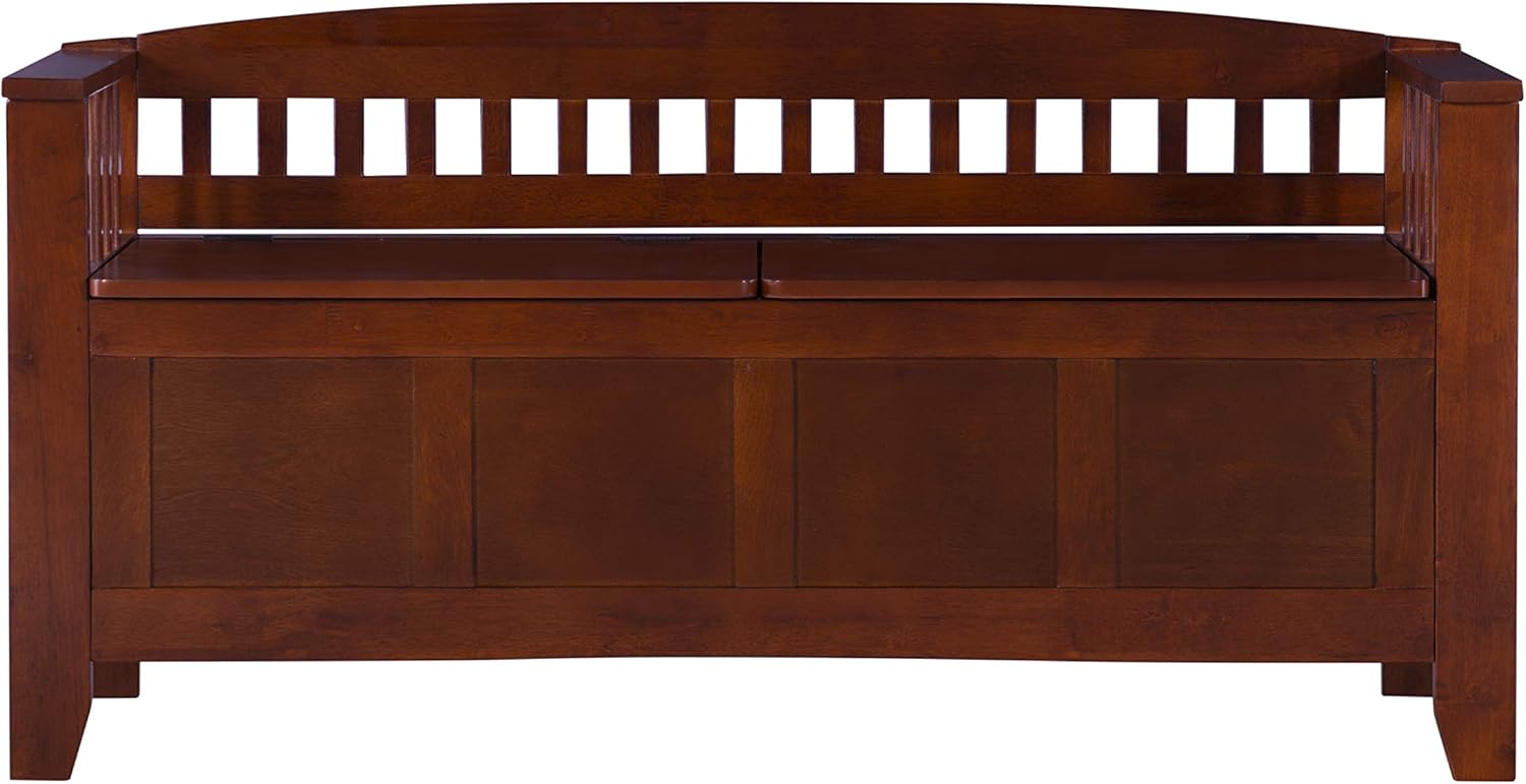 Linon Home Decor Storage Bench with Short Split Seat Storage, Walnut: Kitchen & Dining