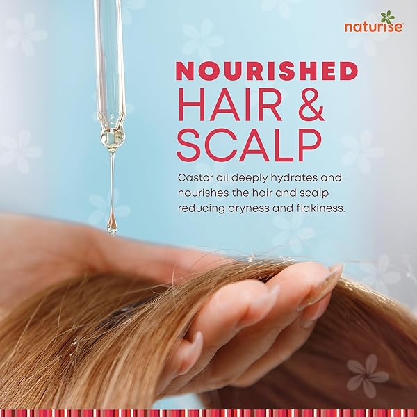 NATURISE USDA ORGANIC CASTOR OIL FOR HAIR GROWTH – PURE CASTOR OIL ORGANIC COLD PRESSED & UNREFINED IN GLASS BOTTLE – VEGAN, NON-GMO OILS FOR EYELASH, EYEBROW, HAIR, SKIN & FACE SUPPORT (4 FL OZ)