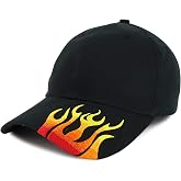 Armycrew Fire Flame Embroidered Bill Structured Brushed Cotton Baseball Cap