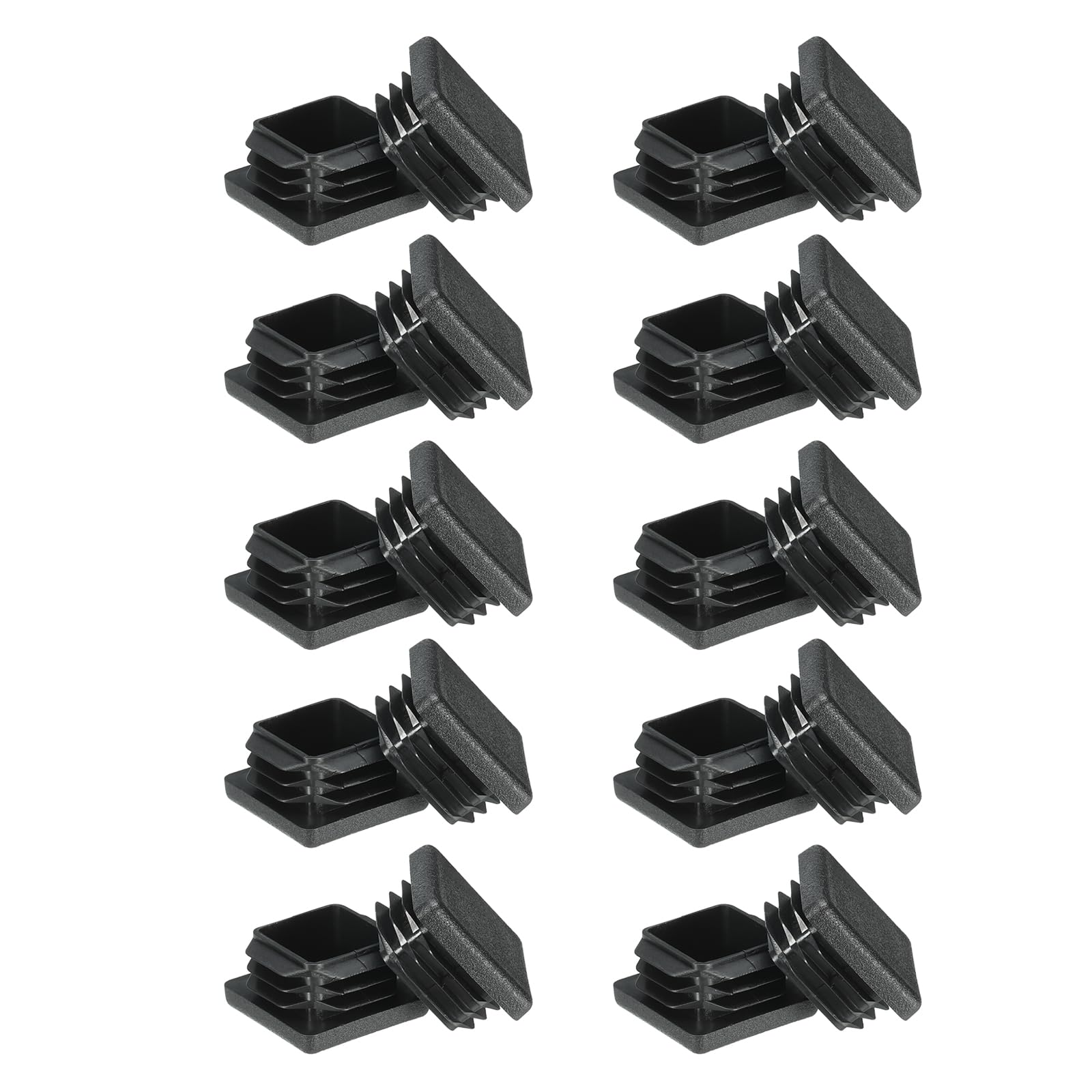 PATIKIL Square Plastic Hole Plugs 1.2inch, 20 Pack Tubing Insert End Cap for Square Metal Tubing Furniture Chair Leg Fence Post Pipe, Black
