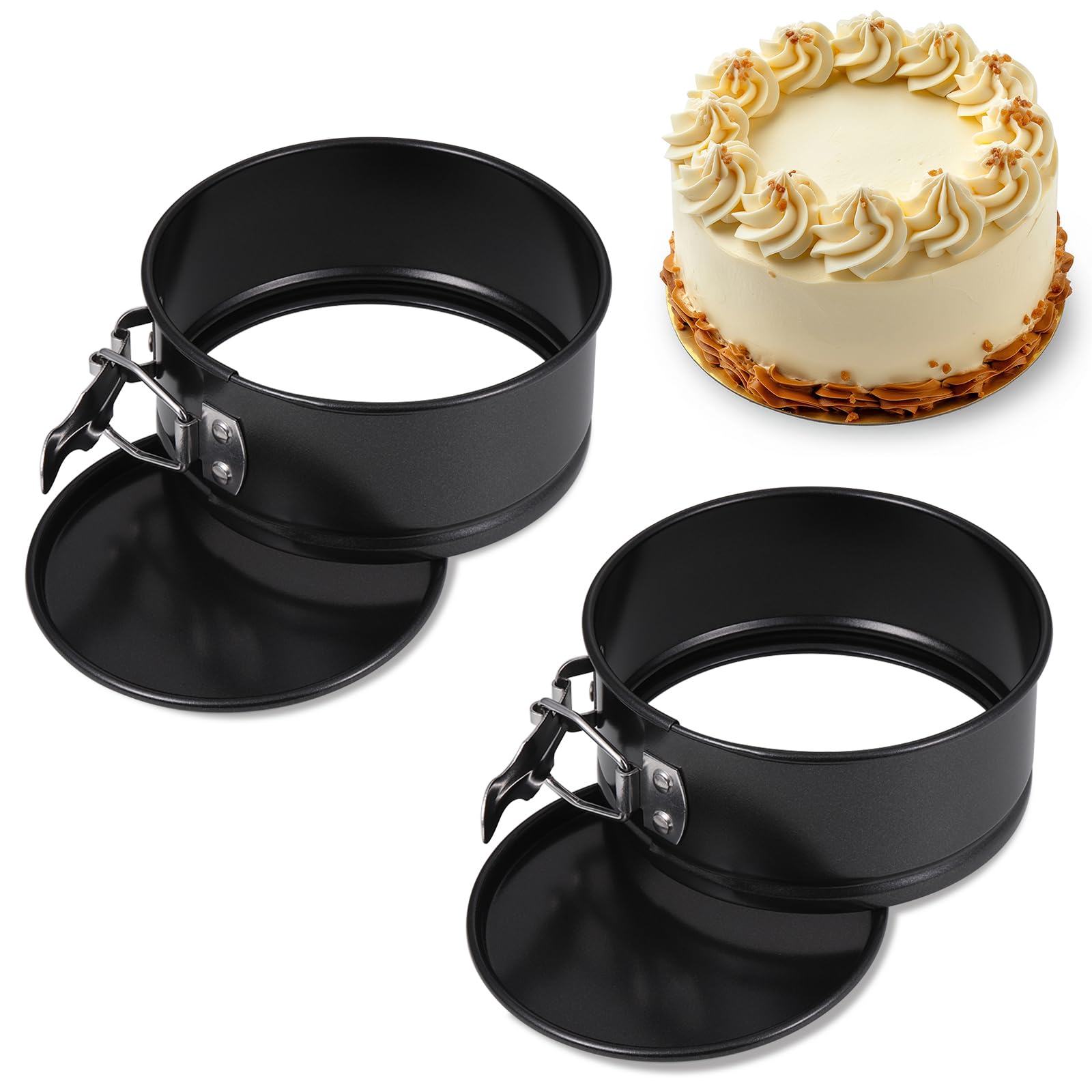 Zocipro 2Pcs Round Cake Tins for Baking, 4.3" Non Stick Springform Baking Tin with Removable Bottom, Small Cheesecake Tins Moulds Pan for Pie Cheesecake Pizzas Quiches