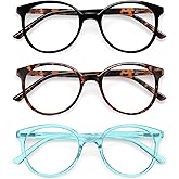 IBOANN Chic & Comfy Blue Light Glasses for Women - 3-Pack Round Frames, Screen-Ready Style with UV Protection Coating