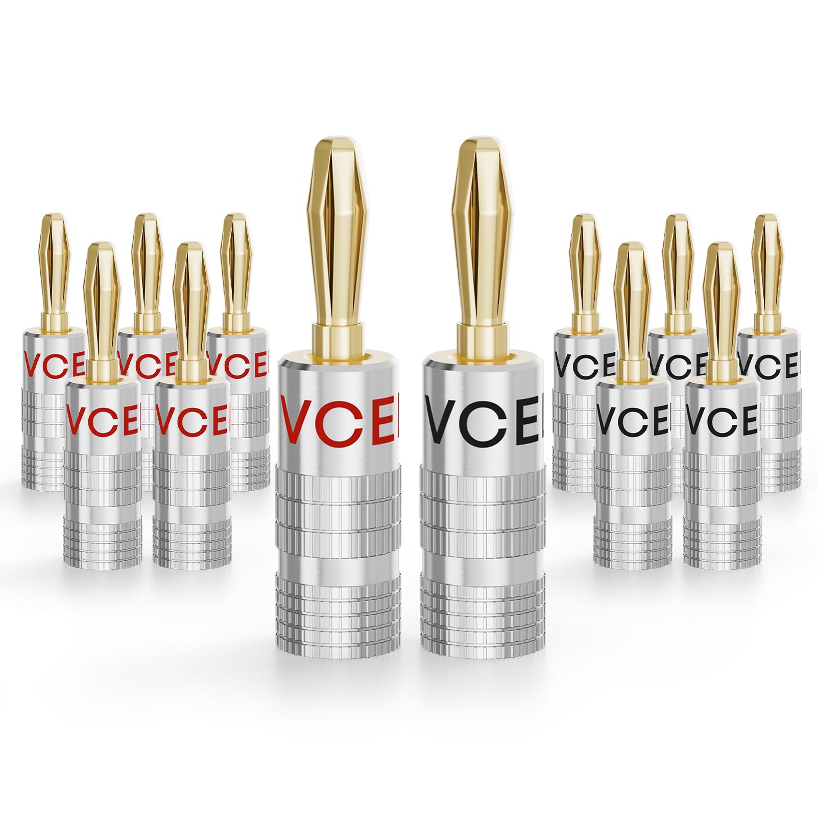 VCELINK Banana Plugs 6 Pairs/12 PCS, 24K Gold Plated 4mm Speaker Connectors for Speaker Wire, Sockets, Amplifier, Home Theater and Sound Systems, Dual-Screw Type in Red & Black — image 1
