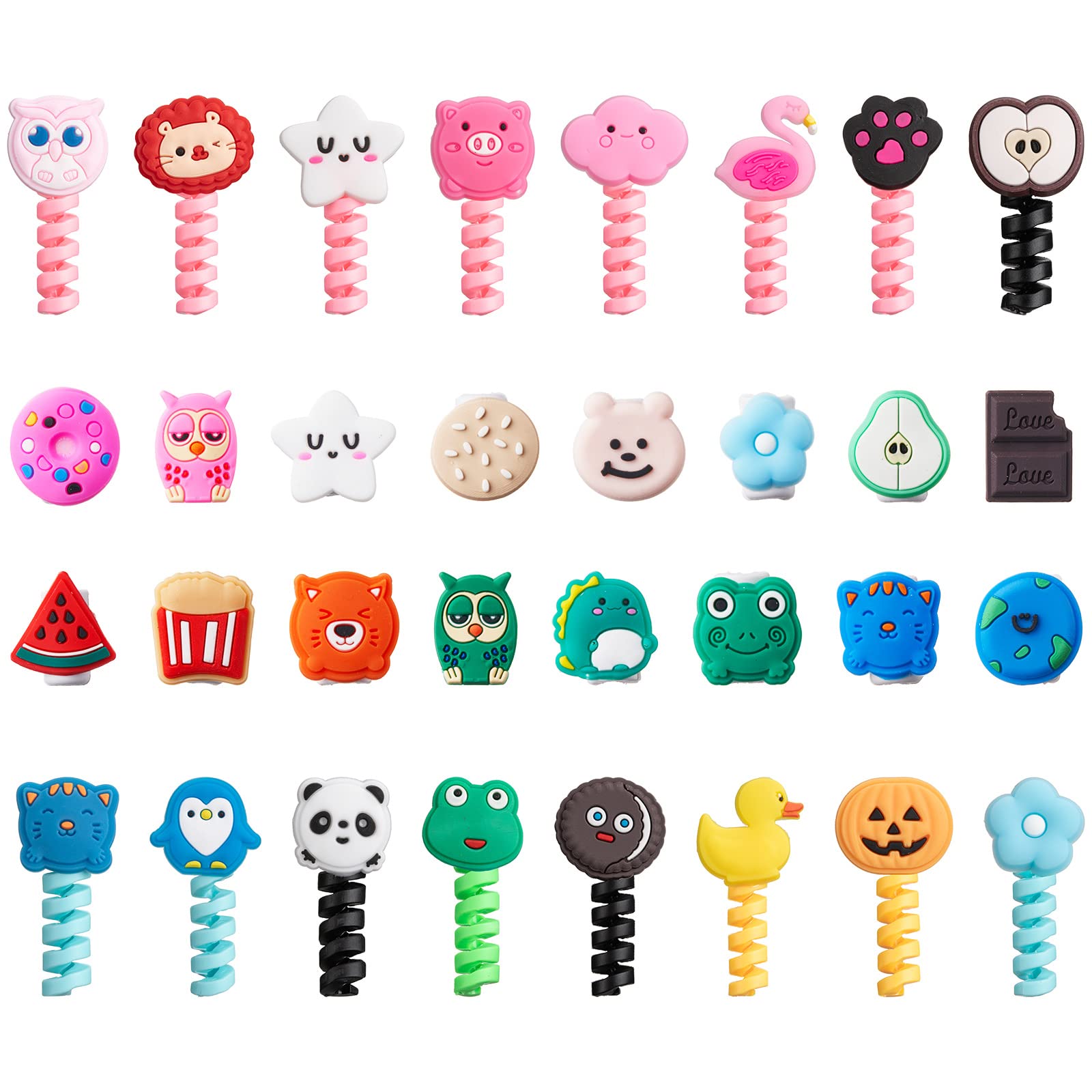 Photo 1 of 32 Pieces Colorful Cartoon Charger Cable Protectors USB Charger Cable Saver Silicone Animal Buddies Flexible Wire Protectors for Most Cellphone Data Lines (Nice Style,2 x 3 cm, 1.8 x 2 cm)