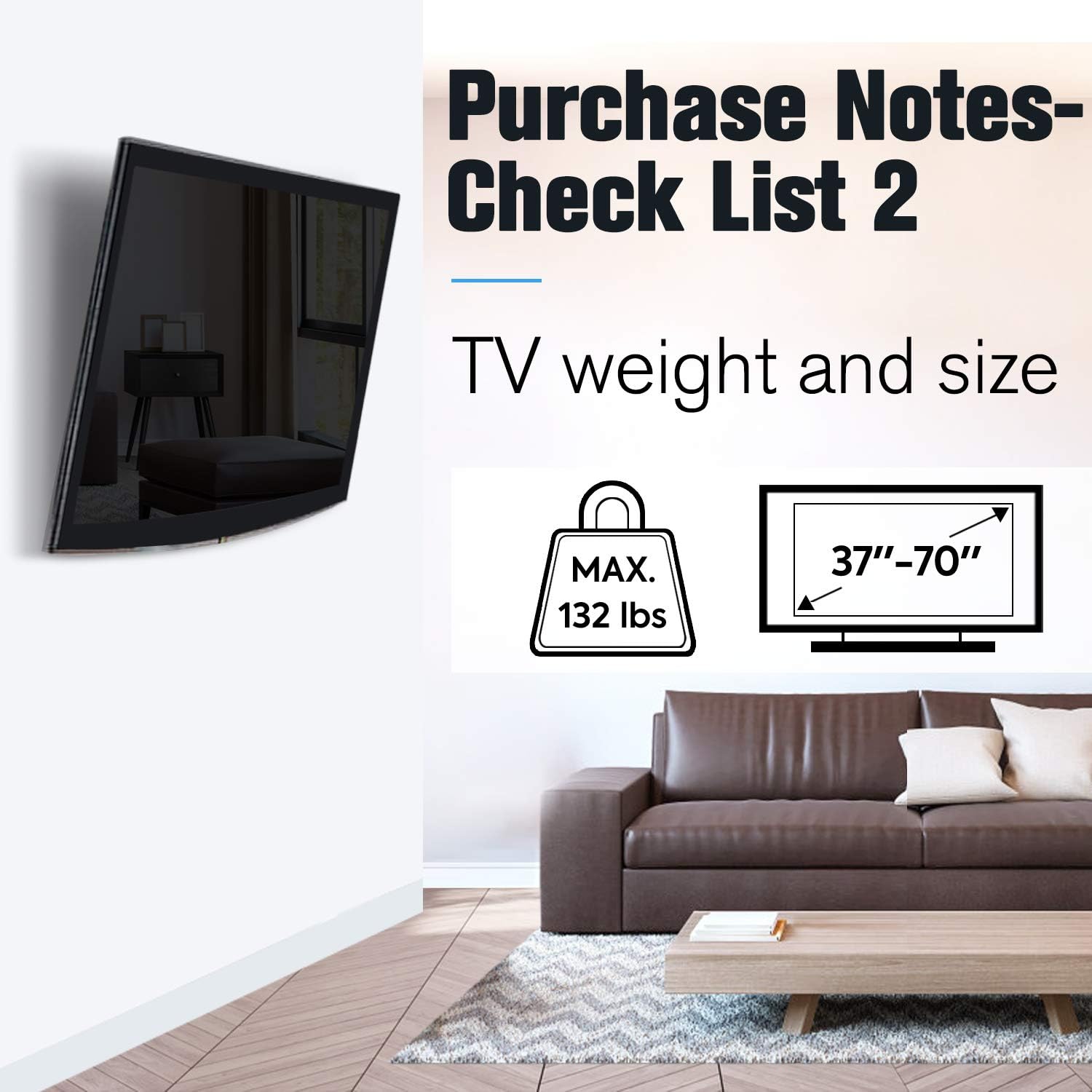 Mounting Dream UL Listed TV Mount for Most 37-70 Inches TVs, Universal Tilt TV Wall Mount Fits 16", 18", 24" Studs with Loading 132 lbs & Max VESA 600x400mm,Low Profile Wall Mount Bracket MD2268-LK: Electronics