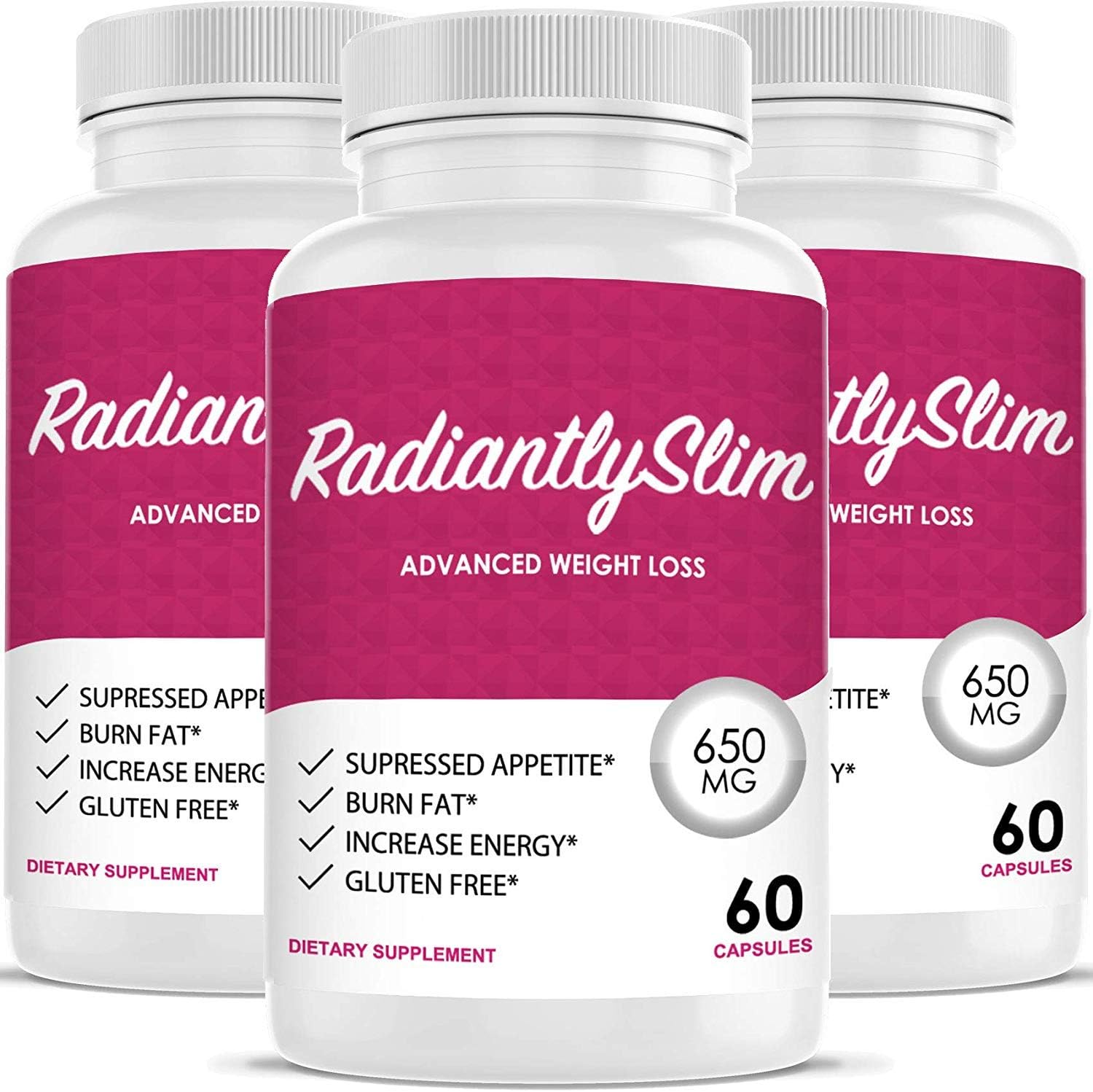 Radiantly Slim Pills for WeightLoss - Advanced Weigh Loss Supplement - Quicker Fat Burn - Carb Blocker (3 Month Supply)
