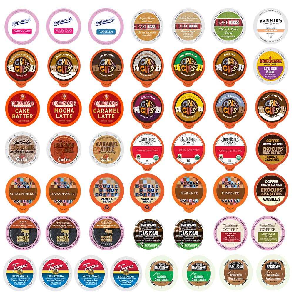 Flavored Coffee Single Serve Cups For Keurig K cup Brewers Variety Pack Sampler (Flavored, 50 Count)