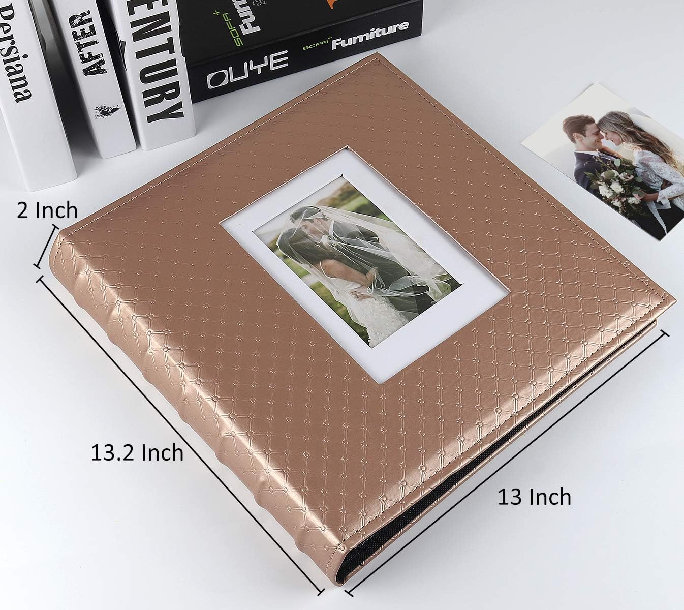 RECUTMS 6x4 Photo Album 600 Photos Large Capacity Black Inner Page Button Grain Leather Pockets Pictures Album Family Photo Albums Book Horizontal and Vertical Photos (Light Brown) - Image 4