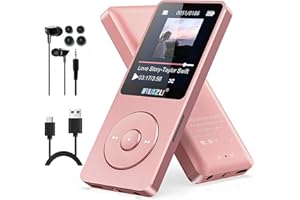 RUIZU 64GB MP3 Player with Bluetooth 5.3, 1.8" Screen Portable Music Player, FM Radio, Voice Recording, EBook, Shuffle Single Loop, 80H Digital Audio Video Playback, Lightweight, Support 128GB TF Card