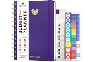Soomeet Budget Planner 2025-2026 - Monthly Bill Organizer with Pockets. Undated Financial Organizer with Expense Tracker Journal, Budget Book to Control Your Money, Purple, Medium Size - 5.5" x 7"