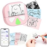 HKHKPI Mini Sticker Printer Thermal Sticker Maker Machine,Bluetooth Print Pods for Kids Teens Gifts,Pocket Printpod Portable Impresora for Phone,Note Buddy,Photo,Custom Sticker,Scrapbook-Pink