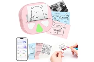 HKHKPI Mini Sticker Printer Thermal Sticker Maker Machine,Bluetooth Print Pods for Kids Teens Gifts,Pocket Label Maker Portable Impresora for Phone,Note Buddy,Photo,Label,Custom sticker,Scrapbook-Pink