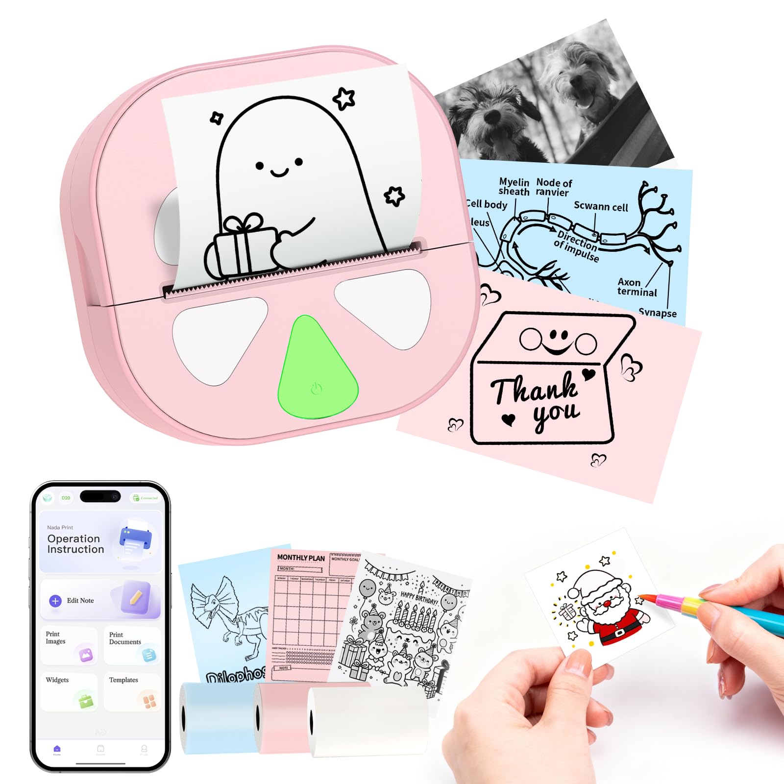 HKHKPI Mini Sticker Printer Thermal Sticker Maker Machine,Bluetooth ...