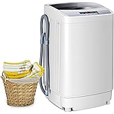 COSTWAY Portable Washing Machine, 12 Lbs Capacity Full-automatic Washer with 10 Wash Programs, LED Display, 8 Water Levels, C