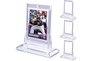 HOMTHY 4ct Magnetic Card Holders for Trading Cards, 35pt Acrylic Baseball Card Holders with 4 Card Stands Card Protector Hard Plastic Fit for YuGiOh, MTG and Sport Cards (4)
