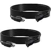 BN-LINK 15ft Indoor Outdoor Extension Cord 16/3 SJTW, 2 Pack, 3-Prong, Weather Resistant & Flame Retardant, Grounded Power Co
