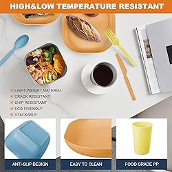 afcevnlb 24 Piece Wheat Straw Square Dinnerware