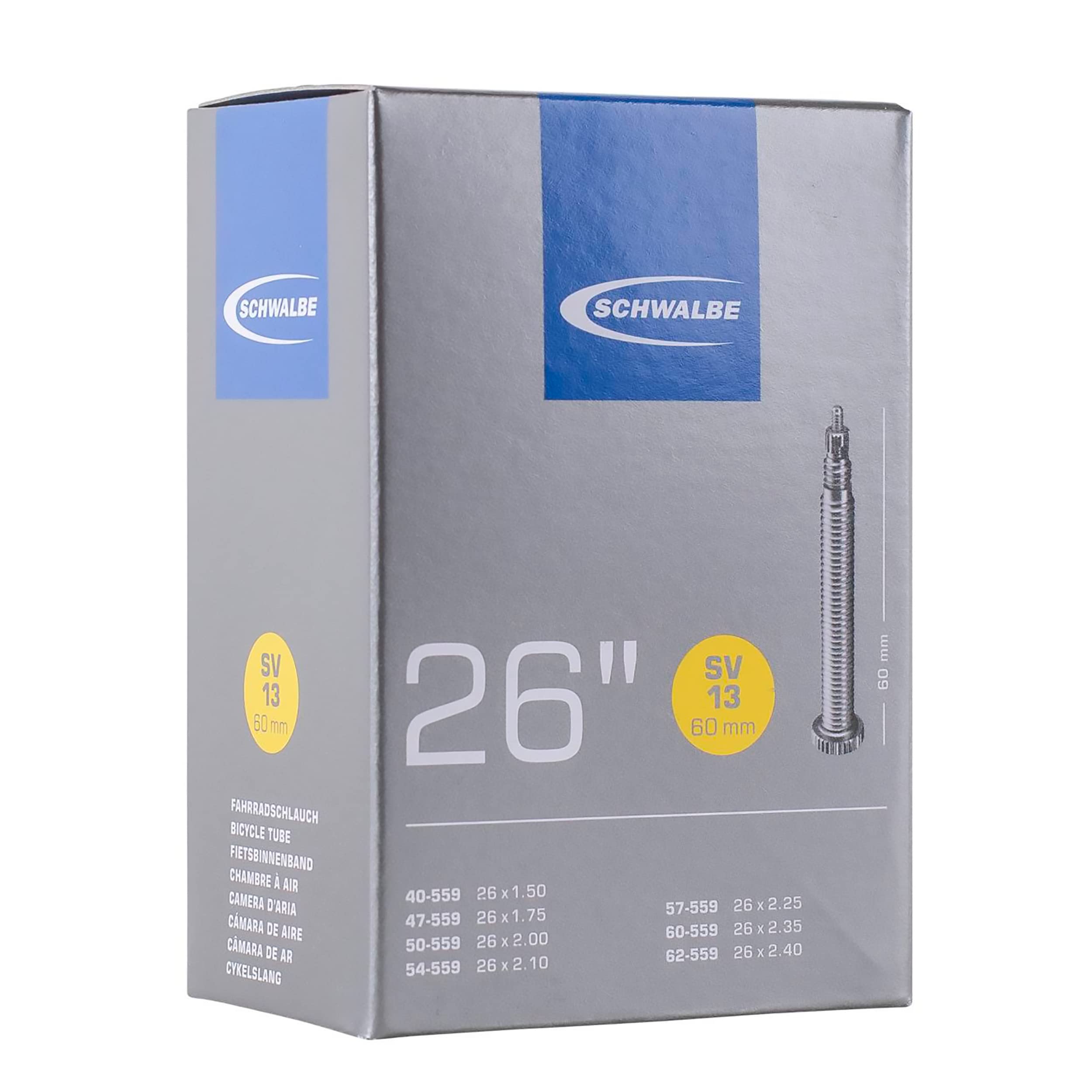 Schwalbe SV13 26 x 1.5 - 2.5 Inch Inner Tube with Extra Long Presta Valve