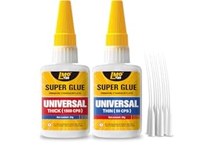 Super Glue Thin and Thick Liquid CA Glue Clear 60 Gram, All Purpose Superglue Cyanoacrylate Adhesive for Shoe Repair Ceramic 