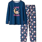 CYCHELRY Cute Cartoon Pajamas for Big Girls Soft Long Sleeve Winter Nighty PJS 2PCS Sleepwear Set Size 6-16