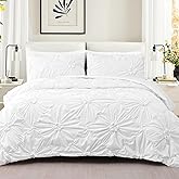 Uspring Quilts Queen Size Elegant Flower Bedding Set with 2 Pillow Shams, Lightweight Soft Quilted Bedspreads Cozy Stylish Floral Bedding Comforter Sets for All Season (White, 90'' x 90'')