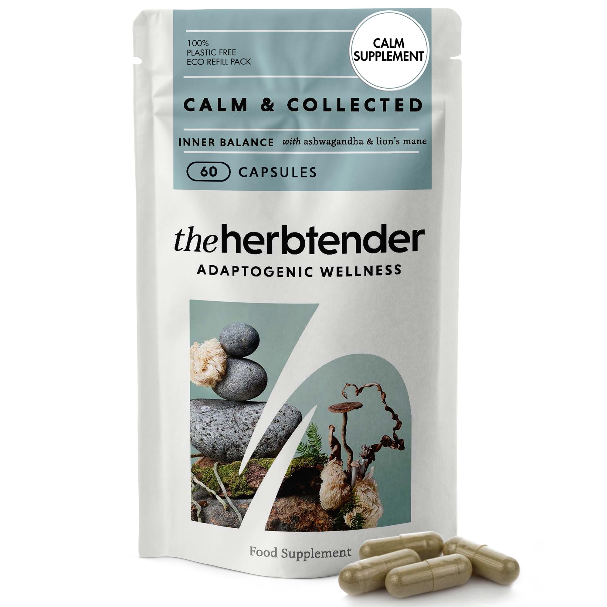 The Herbtender Calm Sanctuary Gift Set – Ideal Wellness Gift for Stress Relief, Featuring Natural Calm Supplement, Aromatherapy Candle & Massage Ball, Perfect Present for Relaxation
