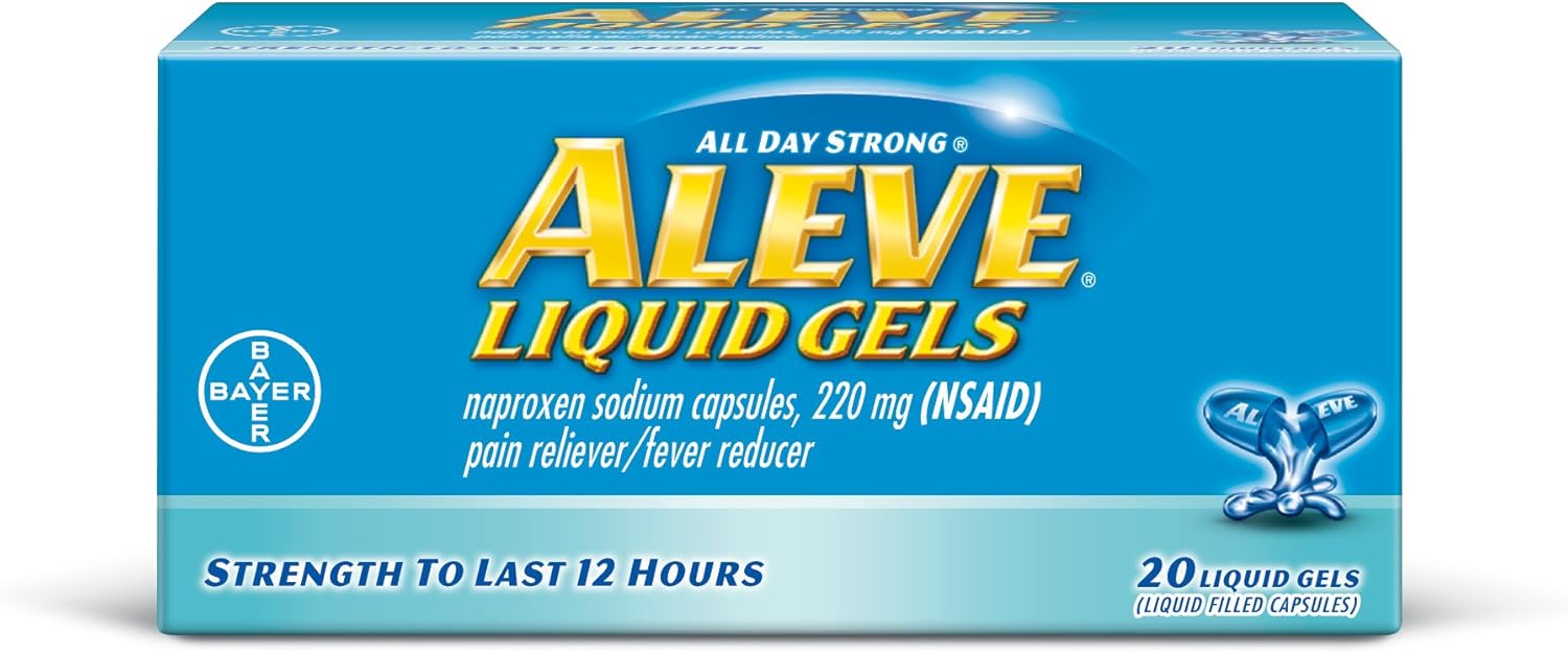 Aleve Liquid Gels with Naproxen Sodium, 220mg (NSAID) Pain Reliever/Fever Reducer, 20 Count: Health & Personal Care