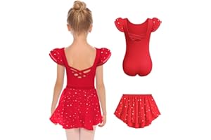 Zaclotre Girls Ballet Leotards with Removable High Low Skirt Toddler Ruffle Sleeve Hollow Back Dance Outfit Combo