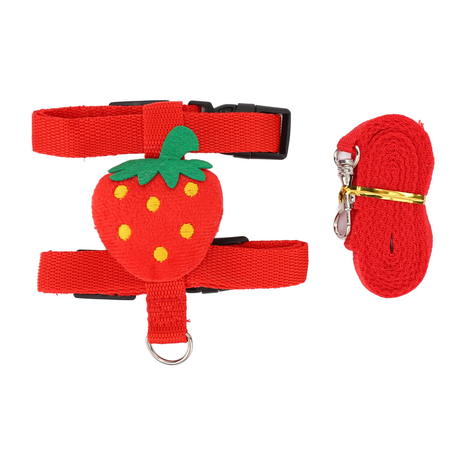 Harness with Leash, Strawberry Pattern Adjustable Guinea Pig Harness Set for Bunny Kitten Puppy Chinchilla Small Animals, Pet Safety Gear for Walking and Outdoor Activities