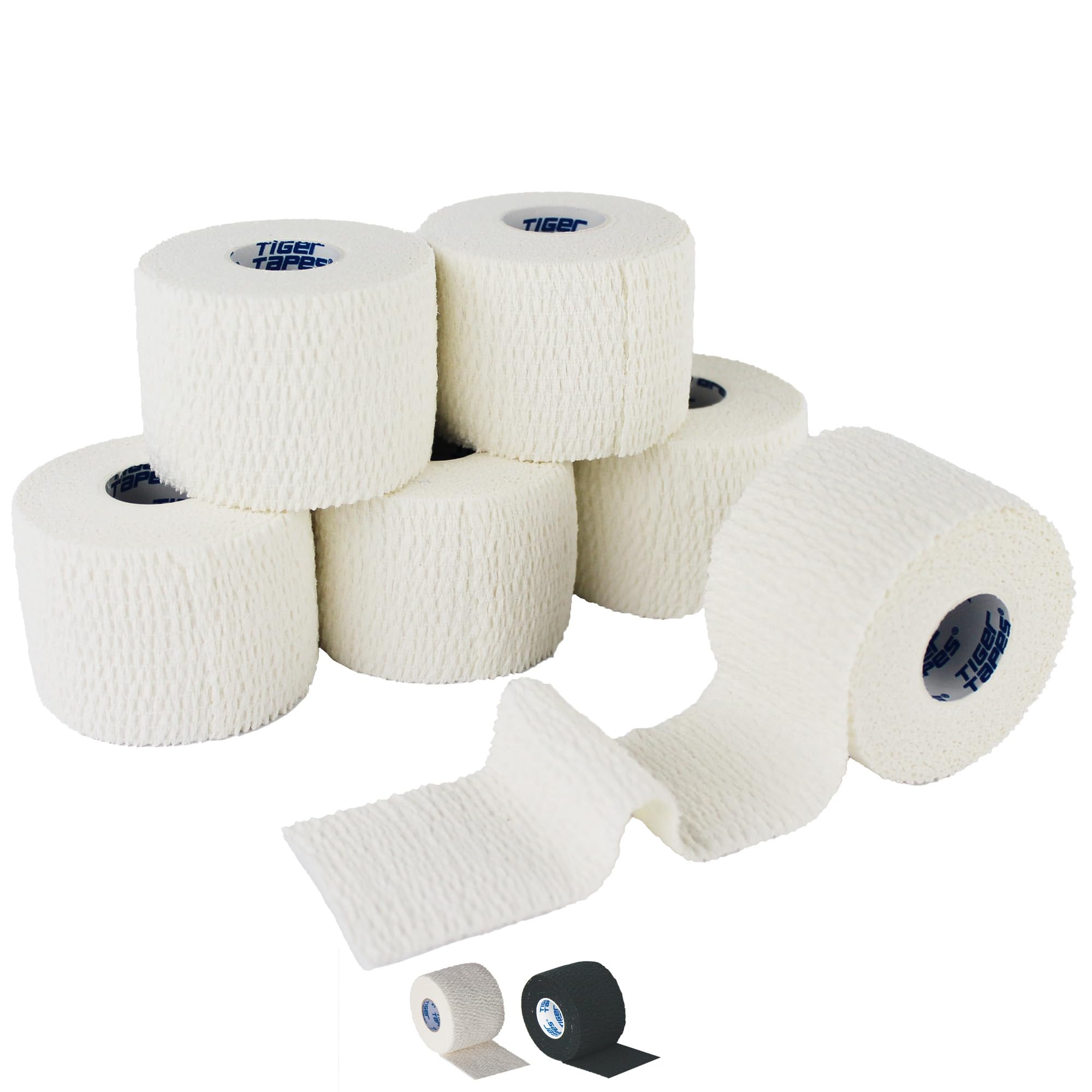6 Rolls 5cm x 6.9m White | TIGERTAPES Tiger Tearable Elastic Adhesive Bandage - Easy Tear EAB Sports Tape for Medical Strapping, Knee Strapping, Elbow & Wrist and Rugby Lifting Tape