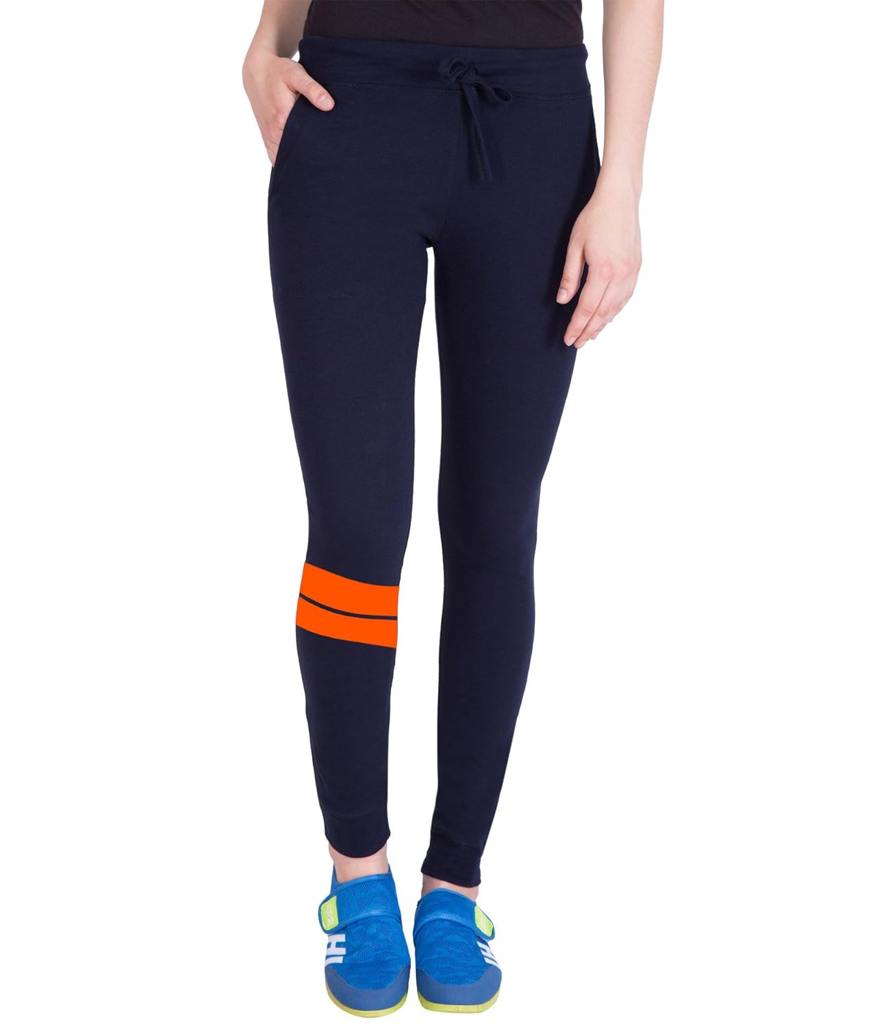 american-elm nevy blue stylish printed trackpant for women