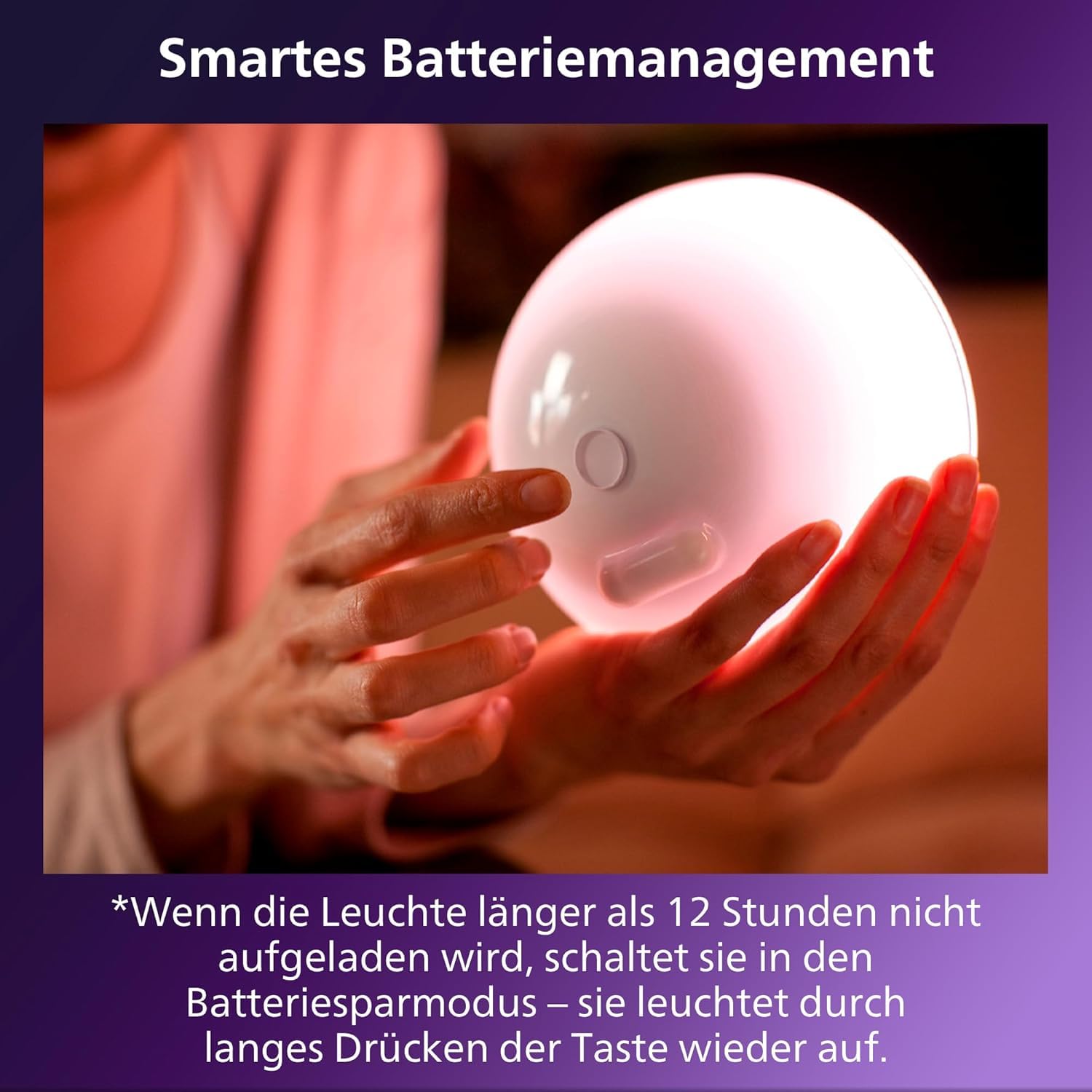 Philips Hue White & Color Ambiance Go Tischleuchte (530 lm), dimmbare LED Leuchte für das Hue Lichtsystem mit 16 Mio. Farben, smarte Lichtsteuerung über Sprache oder App, weiß 6