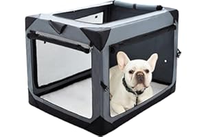 Pettycare 26 Inch Collapsible Dog Crate for Medium Dogs, 4-Door Foldable Soft Dog Kennel with Chew Proof Mesh Windows, Indoor & Outdoor Travel Dog Crate, Soft Side Dog Crate