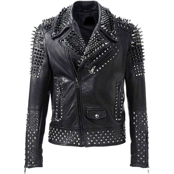III-Fashions Men's Brando Vintage Biker Rock Punk Clothing Studded