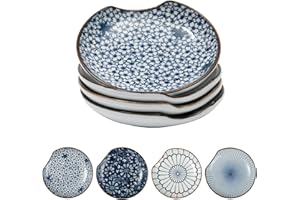 LINYONA Ceramic Spoon Rest for Stove Top, Spoon Holder Set of 4 Kitchen Counter Coffee Spoon Rest 4.8 Inches Ceramic Pasta Spoon Microwave and Oven Safe Modern Kitchen Décor