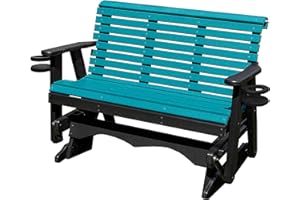 ECOMMERSIFY INC 5FT Glider Amish Handmade in USA Poly Lumber wood Lancaster series RollBack Porch Glider with Cupholders HeavyDuty Everlasting PolyTuf HDPE No wood fibers and 1000 lbs Limit,Stainless Steel hardware