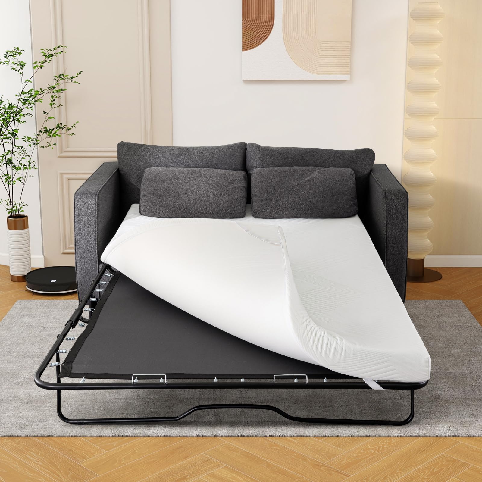 Photo 1 of Vipbear 4 Inch Memory Foam Sofa Sleeper Mattress, Full Size Replacement for Pull-Out Couch Beds with Cooling Gel & Washable Cover, CertiPUR-US Certified