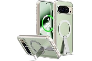 Jelanry Magnetic for Google Pixel 10 Pro XL Case with Stand & Rugged (Compatible with MagSafe), Slim Translucent Matte Shockproof Anti-Fingerprint Phone Case Kickstand Back Cover (6.8-inch), Clear