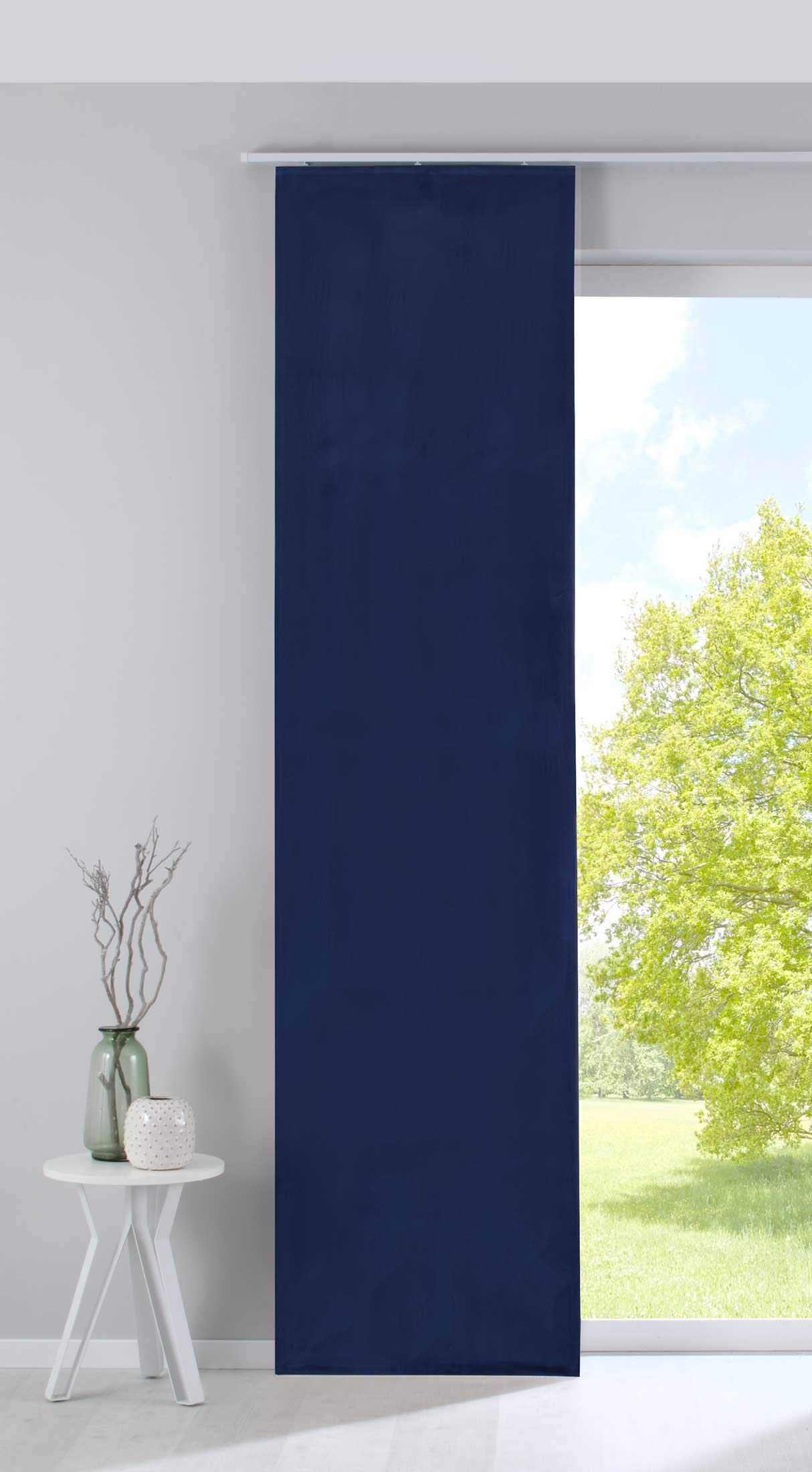 Gardinenbox Milano 203571 Blackout Panel Curtain Sliding Curtain Velvet Opaque Blackout Panel Weight Bar Blue 245 x 60 cm