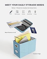Oterri File Organizer Box with Lid, Hanging Filing