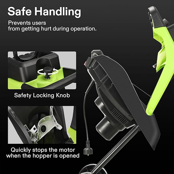 VIVOSUN 15-AMP ELECTRIC WOOD CHIPPER SHREDDER WITH 1.57″ HOPPER & 50L COLLECTION BAG, INCLUDES PLUNGER, EXTRA CARBON BLADES, SAFETY GOGGLES & GLOVES FOR YARD WASTE, BRANCHES, AND LEAVES (GREEN)