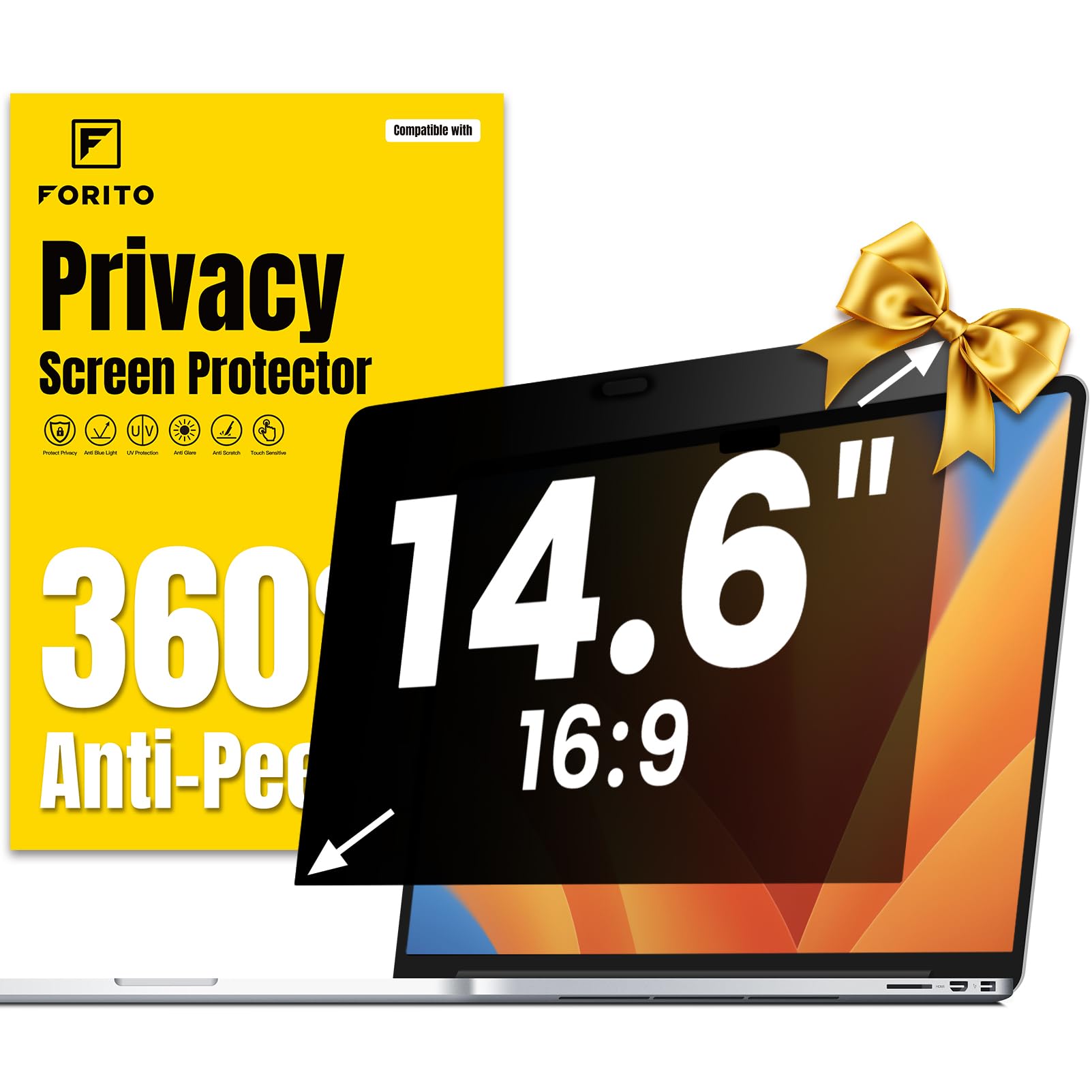 F FORITO 14 Inch 16:9 Laptop Privacy Screen