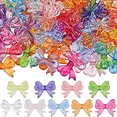 SOFPLATE 100Pcs Acrylic Bow Beads Bowknot Bead Bulk Colorful Pink Blue Green Opaque Butterfly Bows Bowknots Shaped Mini Loose Spacer Bead for Jewelry Making Bracelet Necklace DIY Crafts Accessories