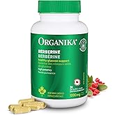 Organika Berberine - High Potency 1000mg per Day, Cholesterol and Glucose Metabolism Support, Helps Maintain Cardiovascular H